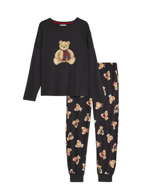 marksandspencer XMS2023 sleapwear T371409JHL damska vanocni rodinna pyzamova souprava s motivem Spencer Bear 899c.jpg